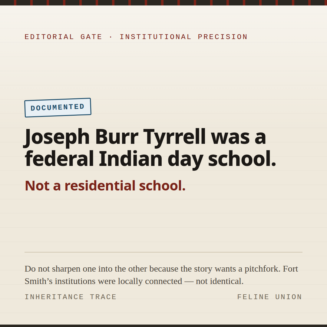 Share card: Day school ≠ residential school. Joseph Burr Tyrrell was a federal Indian day school.