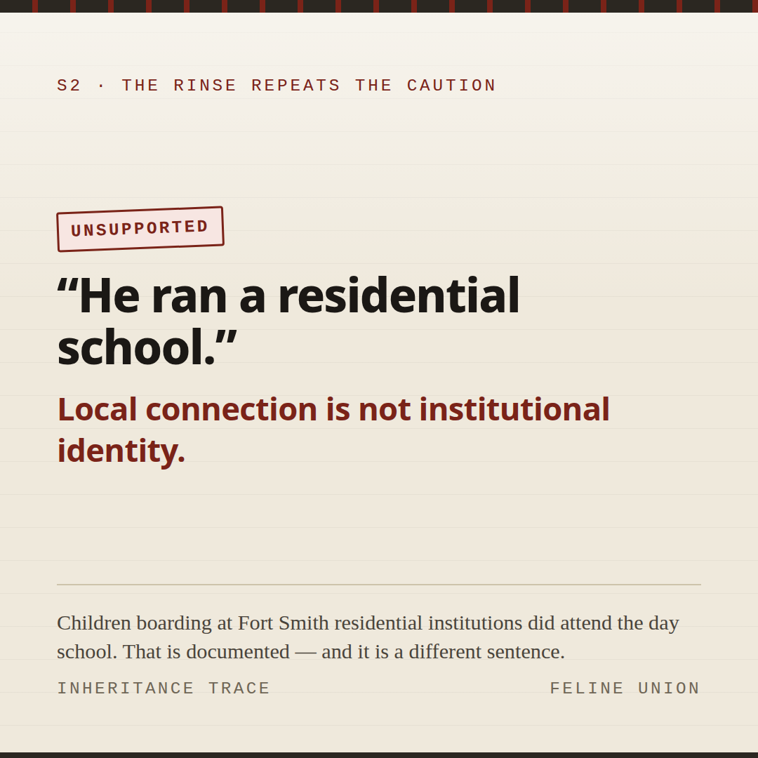 Share card: Connected is not identical. “He ran a residential school.”